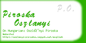 piroska oszlanyi business card